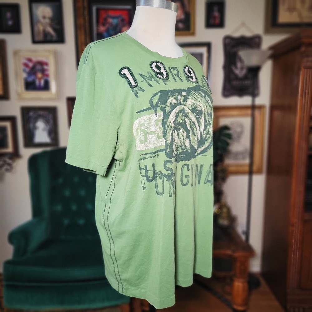 Bulldog Graphic T Shirt Vintage 90s 1997 Green Distressed Streetwear Mens XL Tee - Picture 4 of 8